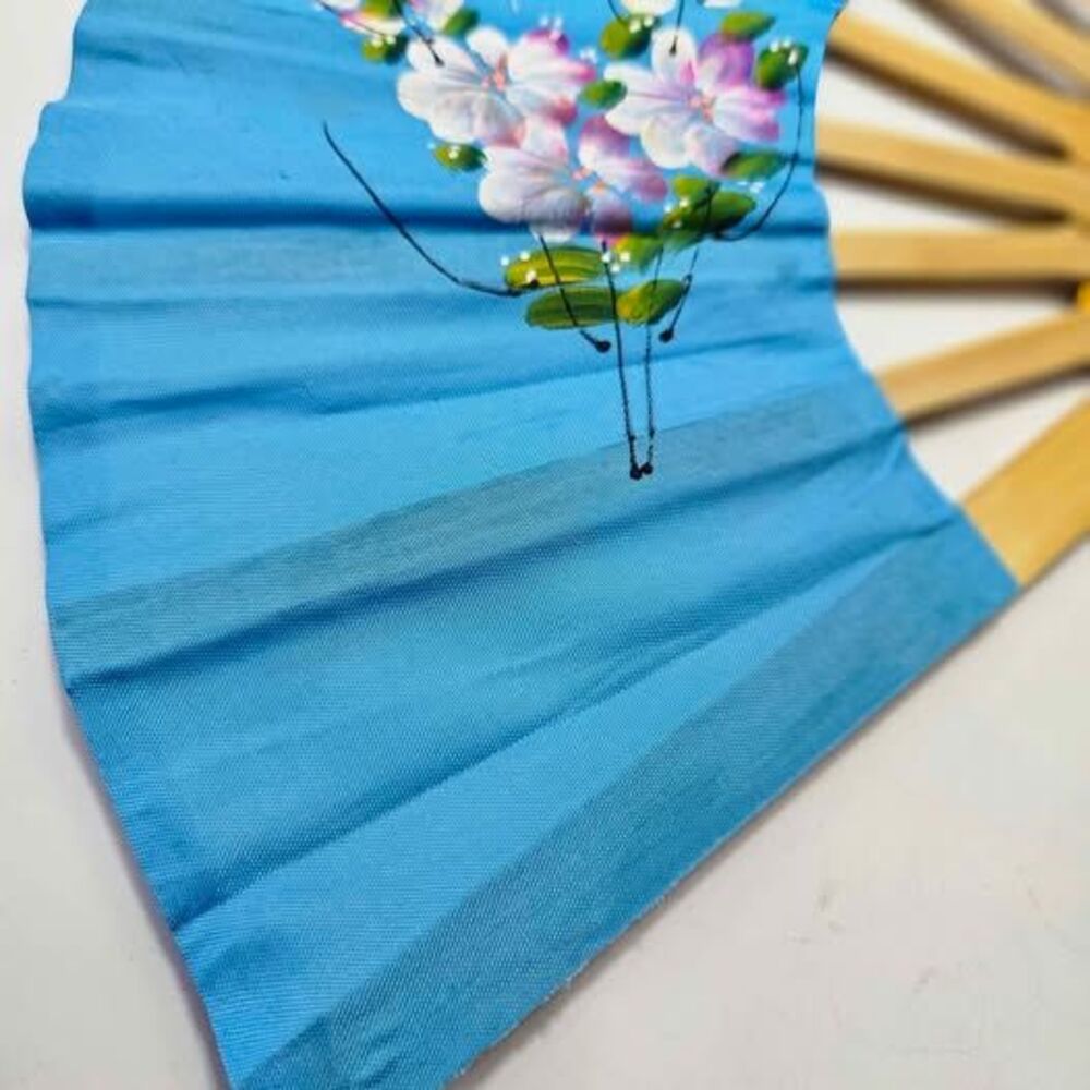 Vintage Thailand Painted Folding Hand Painted butterflies Bamboo Wall hand fan - Picture 2 of 8